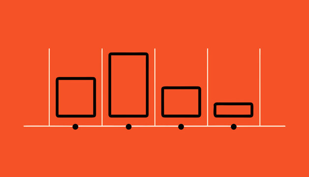 Simple bar chart icon on orange background