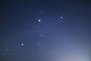 Obraz premium Constellationsand Milky Way stars on a dark countryside skies.