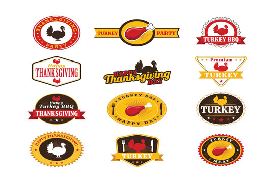 Thanksgiving, Turkey Day, BBQ, Label, Icon, Sticker, Vector Graphics