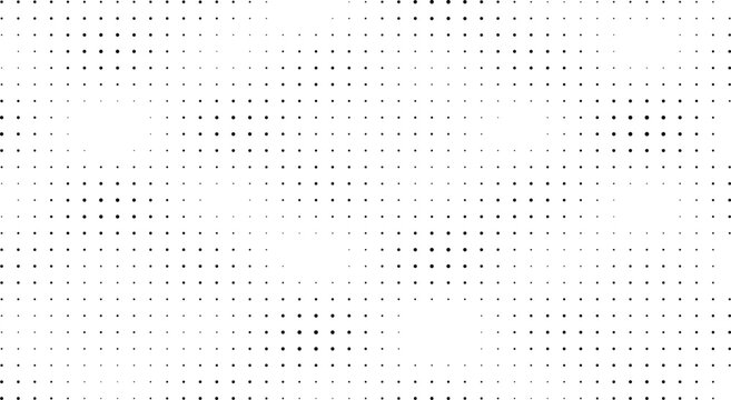Abstract halftone dot pattern background with fading black circles on grey grid surface.