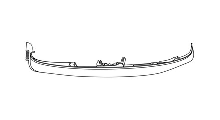 Gondola Line Drawing Black And White Continuous Sketch Illustration © Sohal