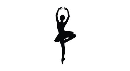 Ballerina Silhouette Against White Background A Minimalist Dance Form © Sohal