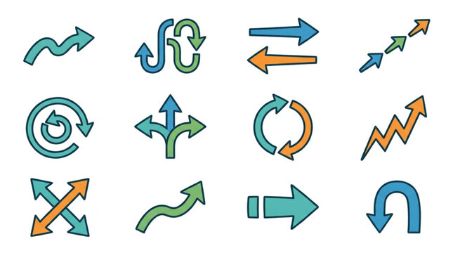 Vector Directional Trend Arrows Set.