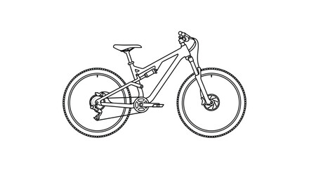 Fototapeta premium Mountain Bike Line Drawing Black And White Illustration
