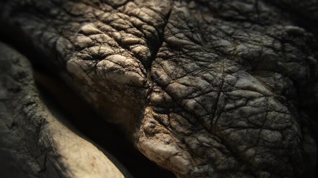Weathered stone surface with moving sunlight