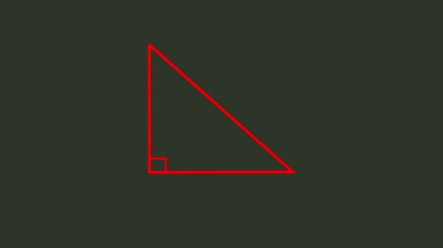 Right-angled triangle drawing animation with 90-degree angle and height label