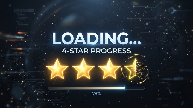 Digital loading bar with four golden stars indicating 4-star progress