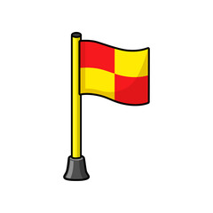 Red and Yellow Soccer Linesman Corner Flag Vector Illustration © Haris