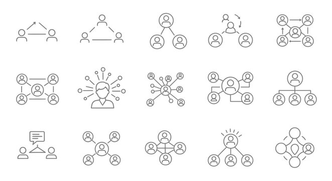 Collection of various teamwork and communication icons.