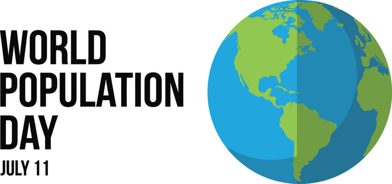 World Population Day Blue Green Globe Illustration
