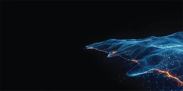 An abstract blue motion background features an animated loop of dark space and smoke with a glowing light energy texture