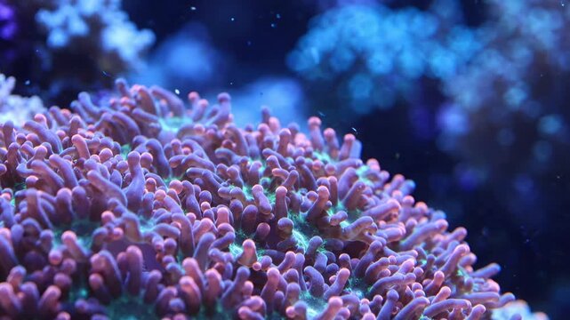 Macro view of coral polyps with water movement