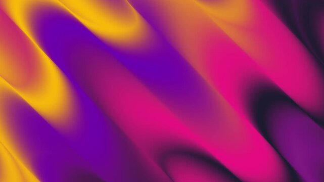 Abstract smooth liquid wave background with vibrant purple pink and bright yellow diagonal lines satin texture motion flowing backdrop for technology presentation creative design