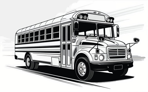 Vintage classic School Bus Illustration