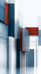 Obraz premium Modern abstract architecture in vibrant hues of red and blue showcasing depth and structure under bright daylight