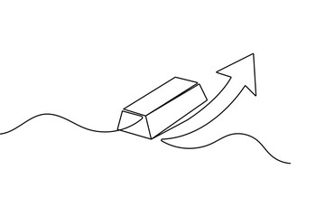 Obraz premium Gold bar continuous one line drawing minimalist outline vector illustration