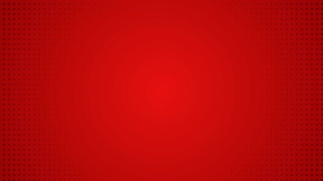 Vibrant red halftone background animation featuring a clean radial gradient and subtle pulsing dot patterns on the borders, ideal for retro comic styles or modern video transitions
