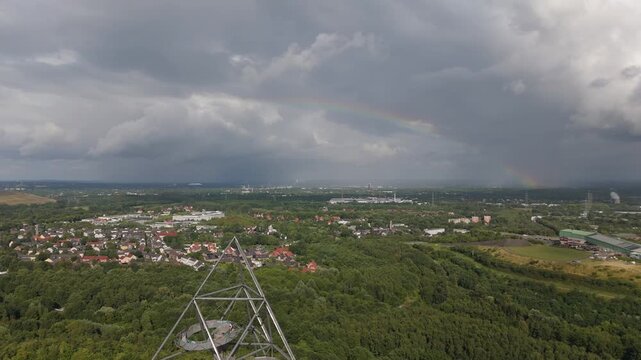 Bottrop Tetraeder and Rainbow Aerial Over the Ruhr Area Germany