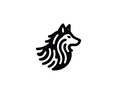 Minimalist wolf head silhouette animal logo design