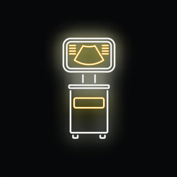 Ultrasound diagnostic machine displaying a sonogram in glowing neon lines