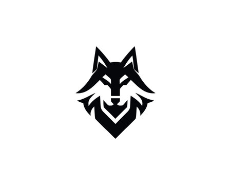 Modern geometric wolf head emblem logo design