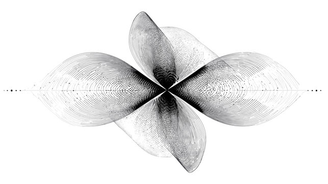 Quantum Orbital Visualization: A grayscale representation of a p-orbital, showcasing the symmetrical lobes that define the probability distribution of an electron in an atom.