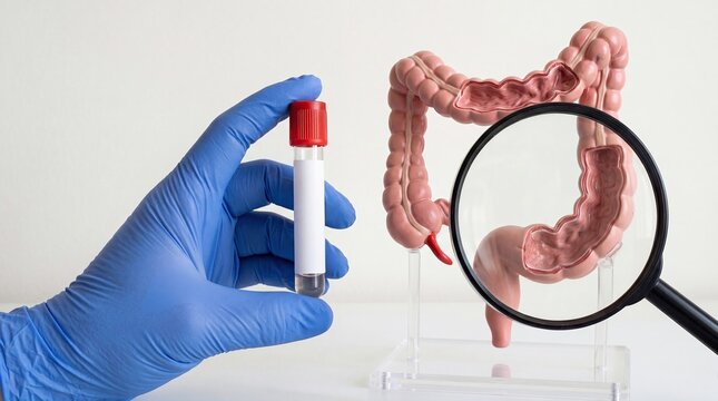 Colon cancer screening test concept with sample collection kit
