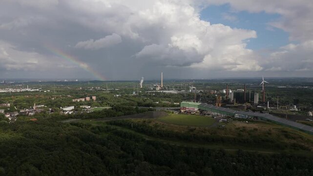 Industrial Plant With Gas Holder and Wind Turbine ft. Rainbow Aerial Germany