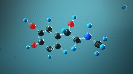 Adrenaline molecule 3D render in liquid environment. 3d illustration. © Alexander Limbach