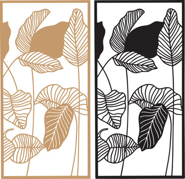 Modern Tropical Leaf Metal Decorative Panel Laser Cut Vector Design