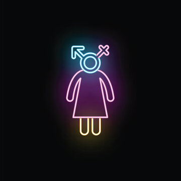 Neon light sign representing gender identity, transgender, gender fluid, and non binary concepts