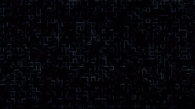Abstract dark background with glowing digital grid lines and circuit board patterns.