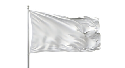 Fototapeta premium White flag waving on a pole