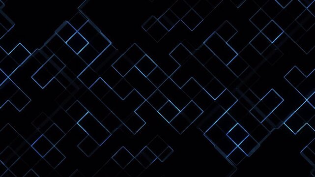 Abstract Digital Background with Glowing Blue Geometric Squares.