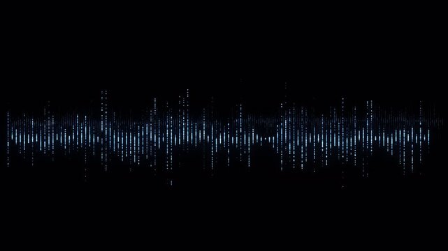 Abstract digital sound wave equalizer animation in blue on black background.