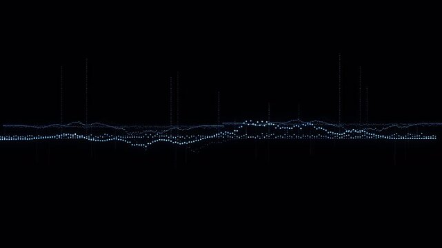 Abstract digital sound wave equalizer animation on black background.