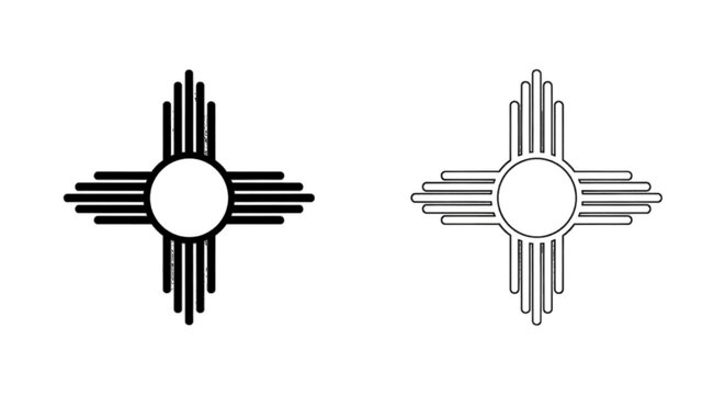 Minimal black silhouette icon, simple flat vector, bold black shape, no, no shading zia sun symbol, new mexico state flag symbol, on a, flat icon style