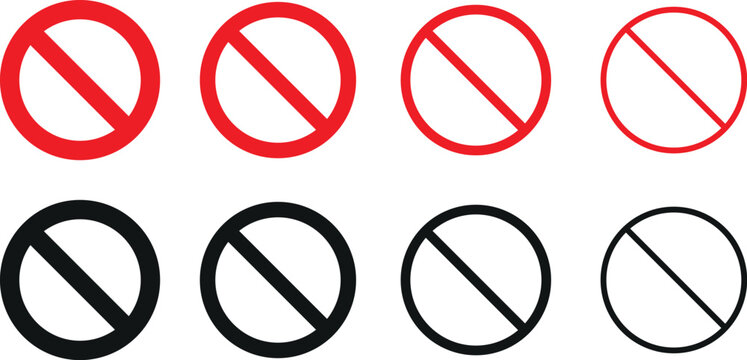Prohibition and no entry symbol icon collection