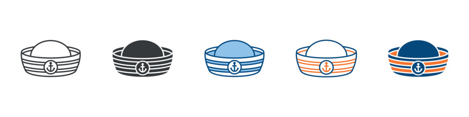 Fototapeta premium Sailor Hat Icon Set Multiple Style Collection