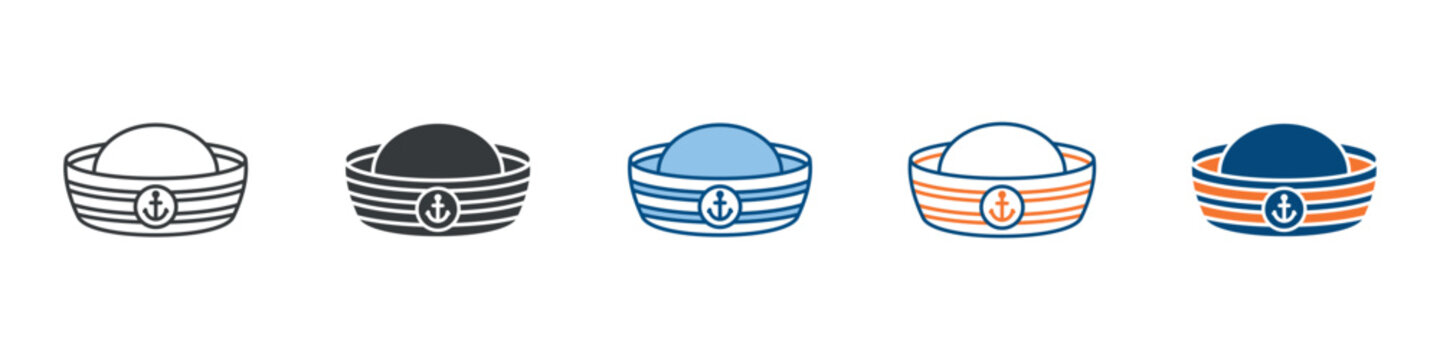 Sailor Hat Icon Set Multiple Style Collection