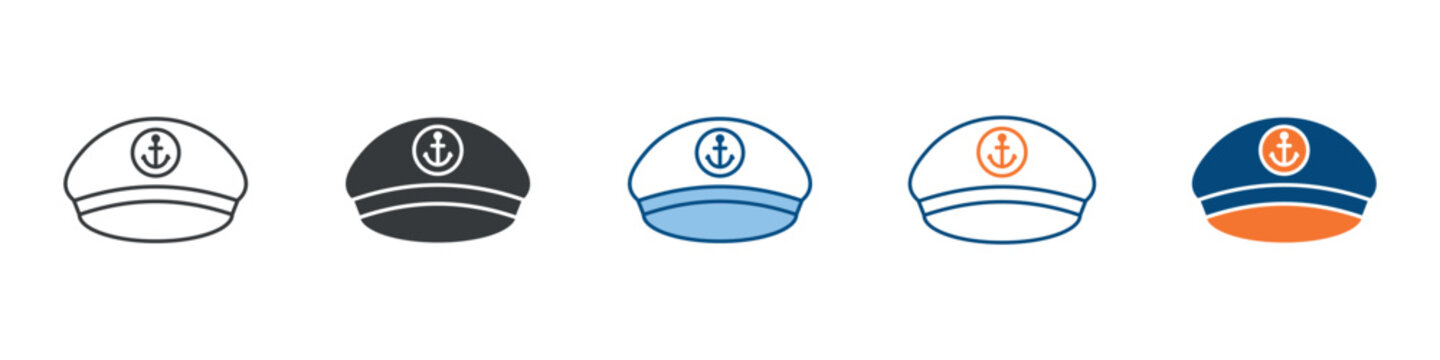 Captain Hat Icon Set Multiple Style Collection