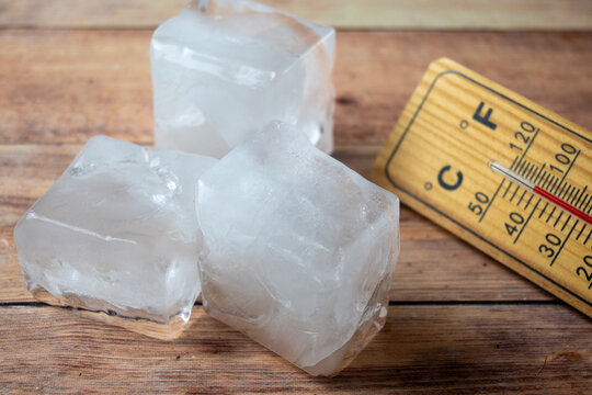Ice Cubes Beside Temperature Gauge