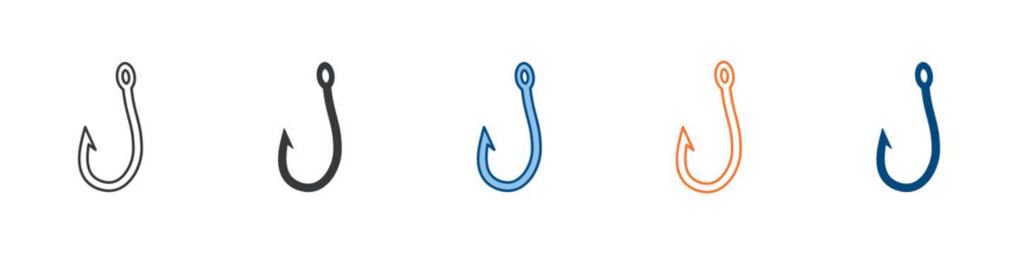 Fishing Hook Icon Set Multiple Style Collection