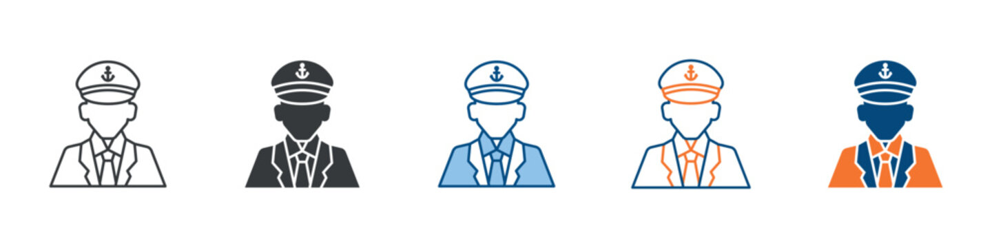 Captain Icon Set Multiple Style Collection