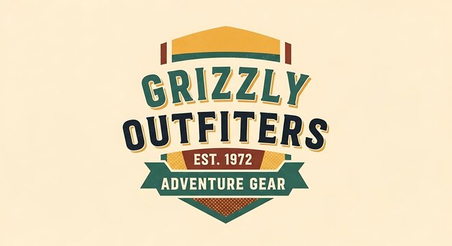 Vintage adventure gear logo design illustration for outdoor outfitters