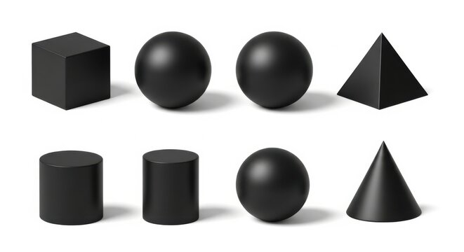 black geometric shapes on white background