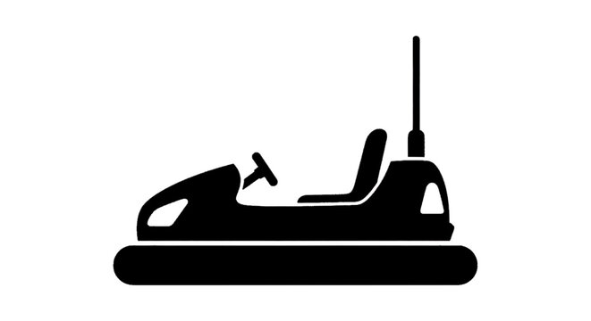Minimal black silhouette icon, simple flat vector, bold black shape, no, no shading black silhouette of a bumper car icon on a, flat icon style