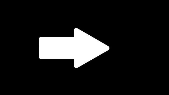 Animated 3D right arrow green color pointing on black background. arrow bouncing left to right. animation