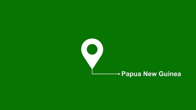 This is a United States state. of the city of Papua New Guinea on green background. location icon animation. Country GPS location tracking icon. animation