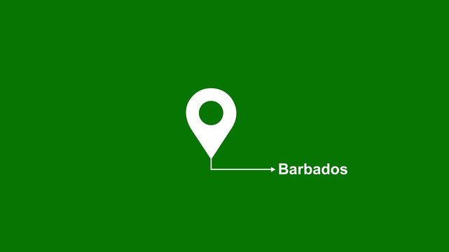 This is a United States state. of the city of Barbados on green background. location icon animation. Country GPS location tracking icon. animation